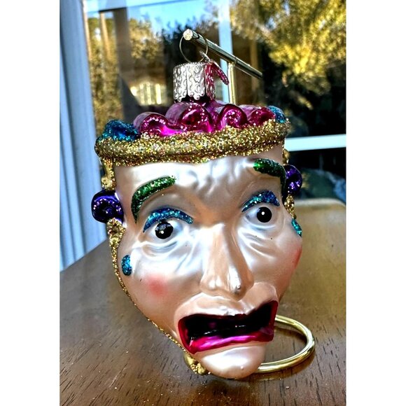 VTG Old World Christmas Comedy Tragedy Ornament Glass Mask Theater New Rare OWC - Picture 6 of 12